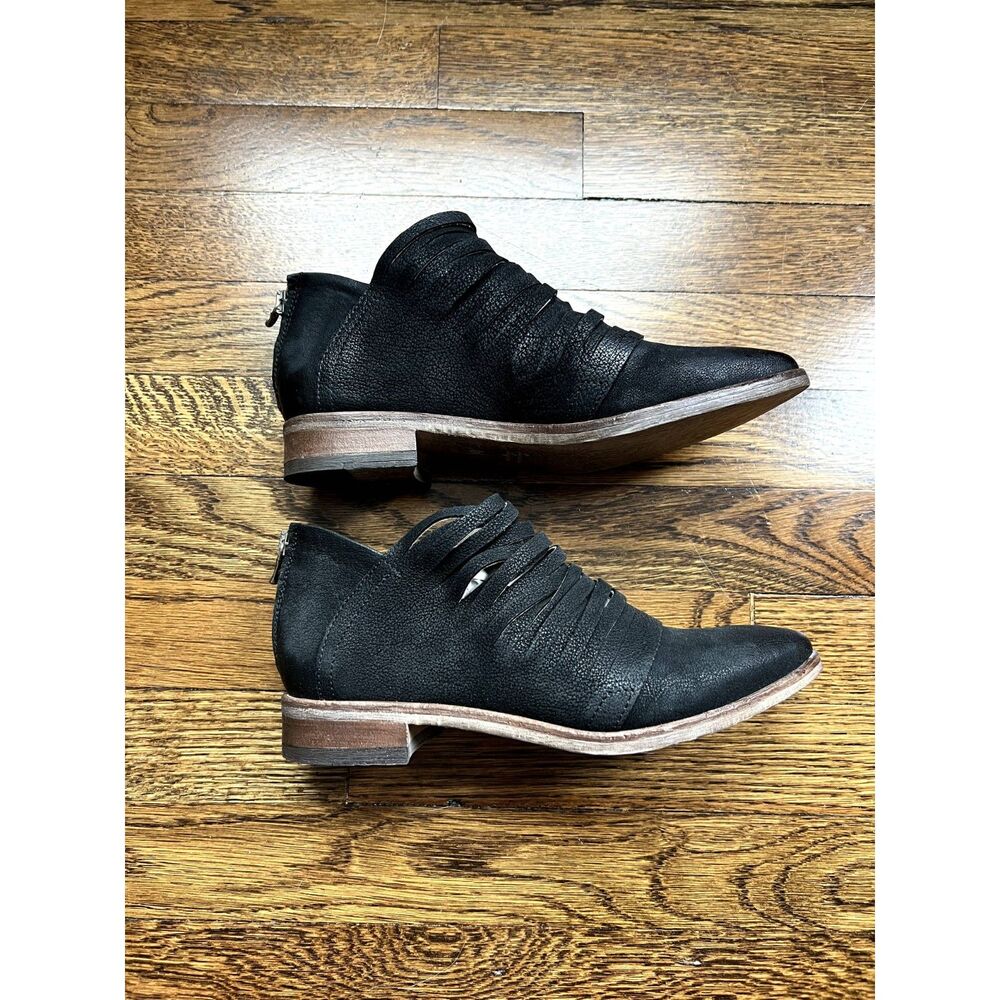 NIB Free People Lost Valley Leather Ankle Boot in Washed Black Women's Size 38 - Picture 4 of 15